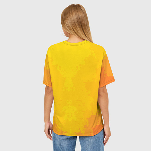 Женская футболка оверсайз Цветной воробей / 3D-принт – фото 4