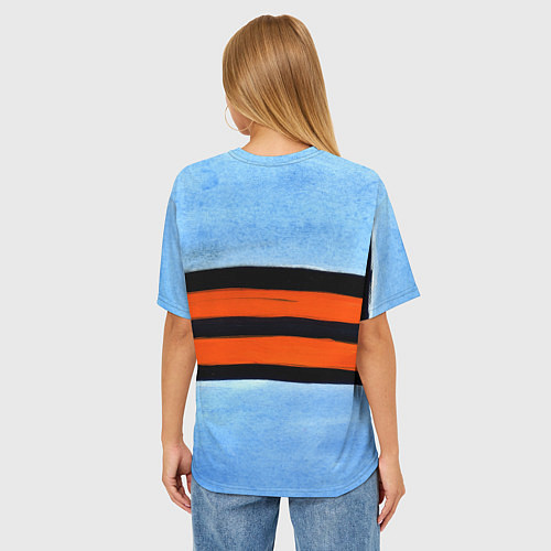 Женская футболка оверсайз Георгиевская лента на голубом фоне / 3D-принт – фото 4