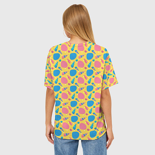 Женская футболка оверсайз Летний паттерн с ракушками / 3D-принт – фото 4