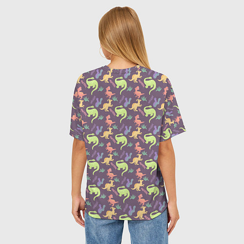 Женская футболка оверсайз Динозавры паттерн / 3D-принт – фото 4