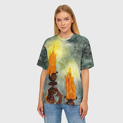 Футболка оверсайз женская Две свечи, цвет: 3D-принт — фото 2