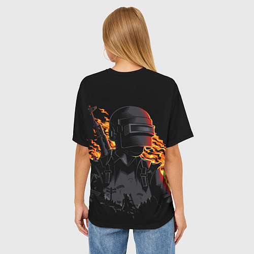 Женская футболка оверсайз PUBG огонь / 3D-принт – фото 4