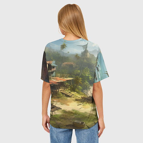 Женская футболка оверсайз Zombie dead island 2 / 3D-принт – фото 4