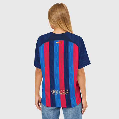Женская футболка оверсайз Барселона форма 2223 домашняя / 3D-принт – фото 4