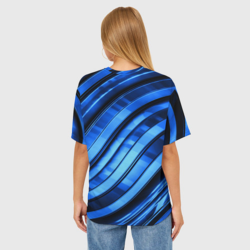 Женская футболка оверсайз Темно-синий металлик / 3D-принт – фото 4