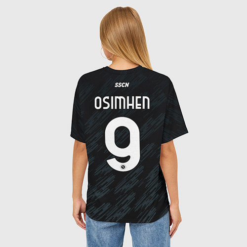 Женская футболка оверсайз Виктор Осимхен Наполи форма 2223 третья / 3D-принт – фото 4