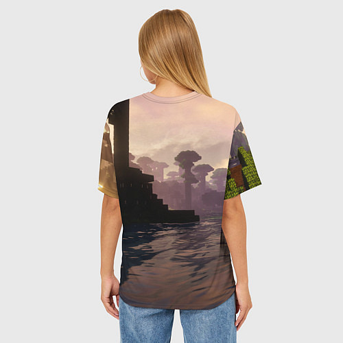 Женская футболка оверсайз Minecraft - река в лесу / 3D-принт – фото 4
