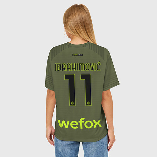 Женская футболка оверсайз Златан Ибрагимович Милан форма 2223 третья / 3D-принт – фото 4