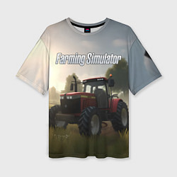 Футболка оверсайз женская Farming Simulator - Красный трактор, цвет: 3D-принт