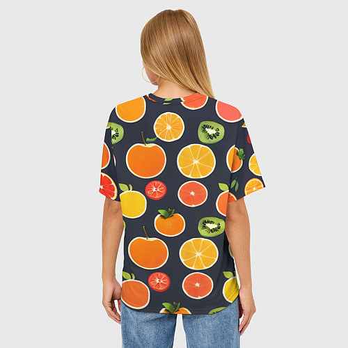 Женская футболка оверсайз Фрукты и ягоды / 3D-принт – фото 4
