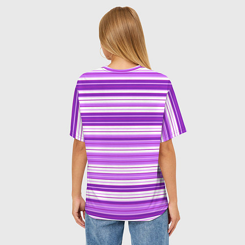 Женская футболка оверсайз Фиолетовые полосы / 3D-принт – фото 4