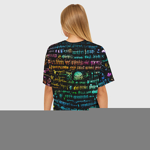 Женская футболка оверсайз Символы психоделика - нейронная сеть / 3D-принт – фото 4