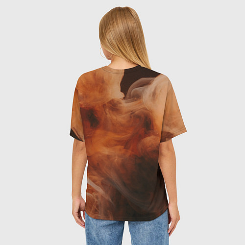Женская футболка оверсайз Оранжевый абстрактный дым / 3D-принт – фото 4