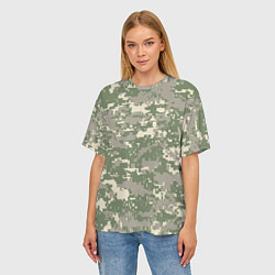 Футболка оверсайз женская Зелено - серый камуфляж, цвет: 3D-принт — фото 2