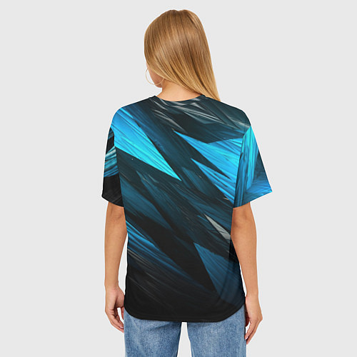Женская футболка оверсайз Black blue style / 3D-принт – фото 4