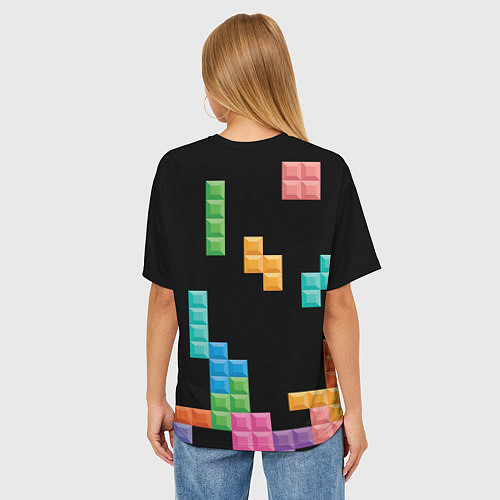 Женская футболка оверсайз Тетрис падающие блоки / 3D-принт – фото 4