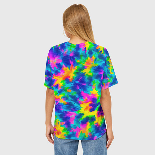 Женская футболка оверсайз Тай-дай цветные краски / 3D-принт – фото 4