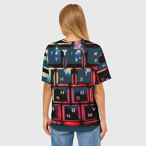 Женская футболка оверсайз Клавиатура черный / 3D-принт – фото 4