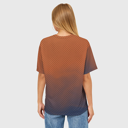 Женская футболка оверсайз Оранжево-синий дым - Хуф и Ся / 3D-принт – фото 4