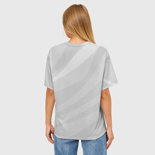 Женская футболка оверсайз Светлый серый плавные полосы / 3D-принт – фото 4