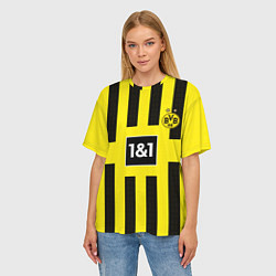 Футболка оверсайз женская ФК Боруссия Дортмунд форма 2223 домашняя, цвет: 3D-принт — фото 2