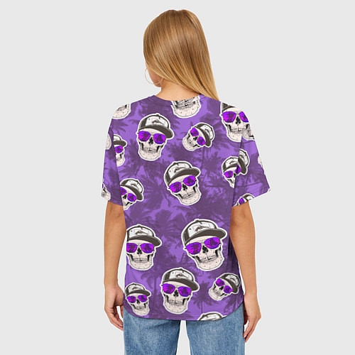 Женская футболка оверсайз Черепа и пальмы / 3D-принт – фото 4