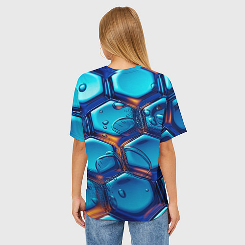 Женская футболка оверсайз Водянистые наносоты / 3D-принт – фото 4
