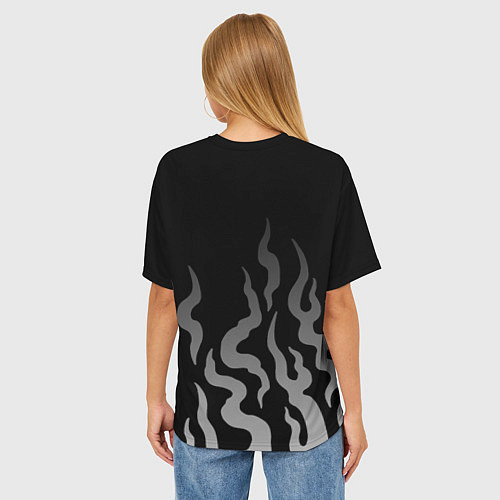 Женская футболка оверсайз Знак истребителей демонов - огонь / 3D-принт – фото 4