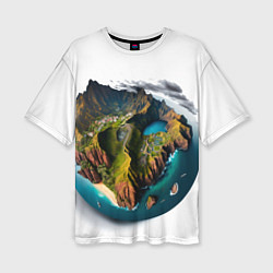 Женская футболка оверсайз Планета с одним островом