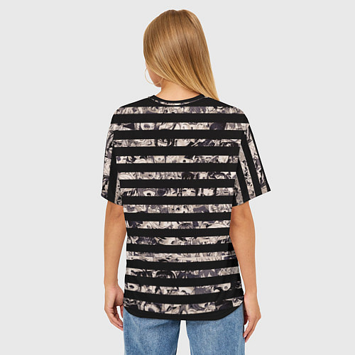 Женская футболка оверсайз В полоску с ахегао / 3D-принт – фото 4