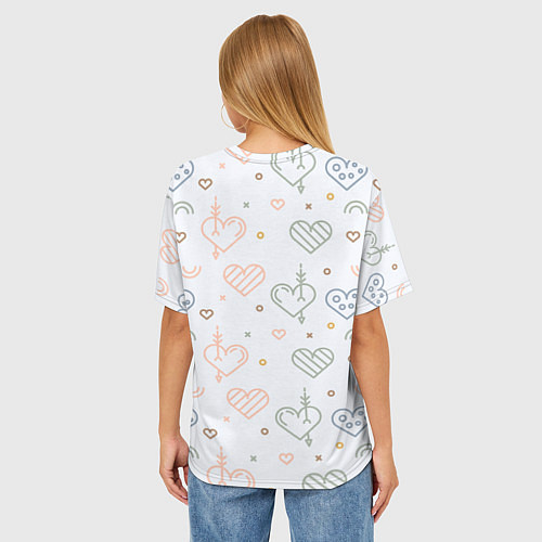 Женская футболка оверсайз Lovely hearts / 3D-принт – фото 4