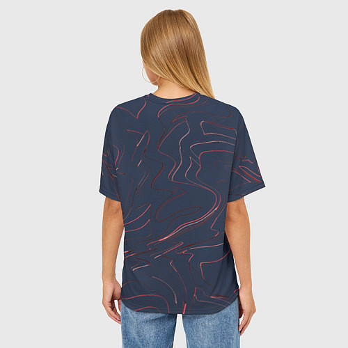 Женская футболка оверсайз Линии абстракция темно-серый / 3D-принт – фото 4