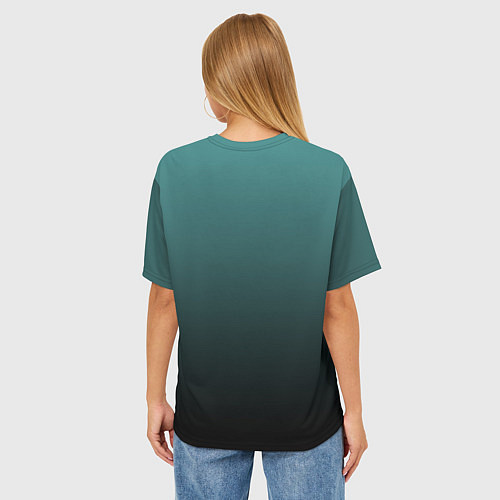 Женская футболка оверсайз Градиент зелено-черный / 3D-принт – фото 4