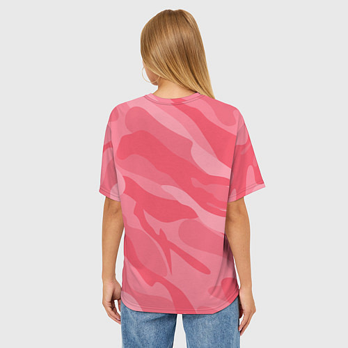 Женская футболка оверсайз Pink military / 3D-принт – фото 4