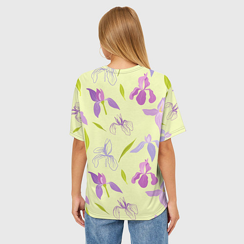 Женская футболка оверсайз Фиолетовые лилии / 3D-принт – фото 4