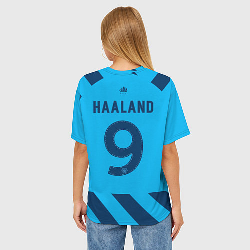 Женская футболка оверсайз Эрлинг Холанд ФК Манчестер Сити 9 / 3D-принт – фото 4