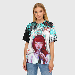 Футболка оверсайз женская Макима с рожками - человек-бензопила, цвет: 3D-принт — фото 2