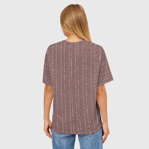 Женская футболка оверсайз Мелкая мозаика бордо полосы / 3D-принт – фото 4