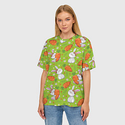 Футболка оверсайз женская Летние зайчики, цвет: 3D-принт — фото 2