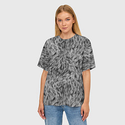 Футболка оверсайз женская Густой серый мех, цвет: 3D-принт — фото 2