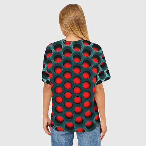Женская футболка оверсайз Сотовая структура 3D / 3D-принт – фото 4