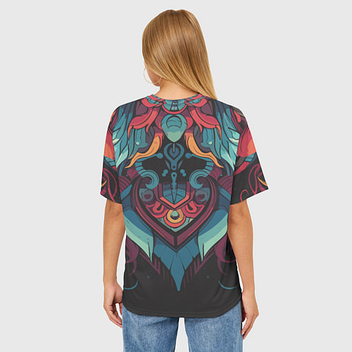 Женская футболка оверсайз Голова шикарного кота в узорах / 3D-принт – фото 4