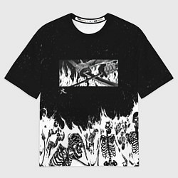 Футболка оверсайз женская Блич - Скелеты в огне, цвет: 3D-принт