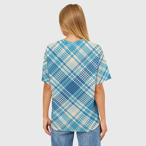 Женская футболка оверсайз Орнамент синие голубые зеленые пазлы / 3D-принт – фото 4