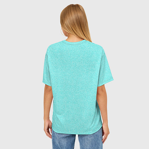 Женская футболка оверсайз Нежный голубой однотонный рябь / 3D-принт – фото 4