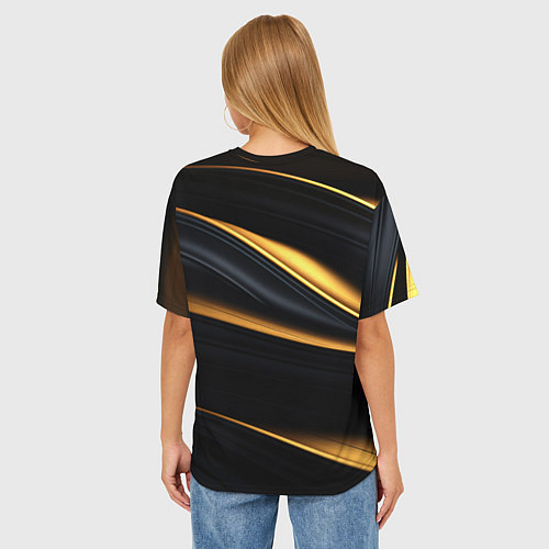 Женская футболка оверсайз Black gold texture / 3D-принт – фото 4