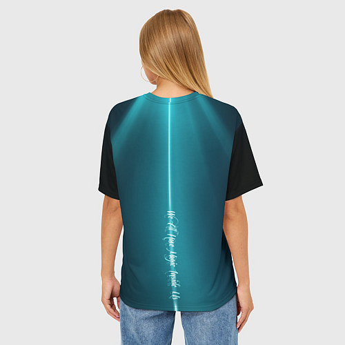 Женская футболка оверсайз Сова в колдовской мантии / 3D-принт – фото 4