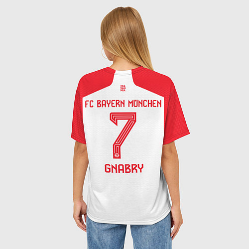 Женская футболка оверсайз Гнабри Бавария Мюнхен форма 2324 домашняя / 3D-принт – фото 4