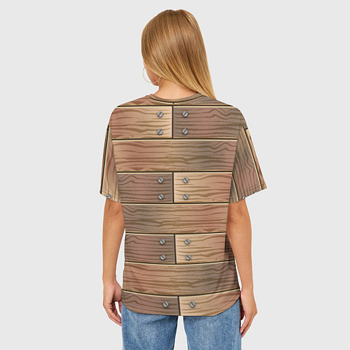 Женская футболка оверсайз Деревянный стиль / 3D-принт – фото 4