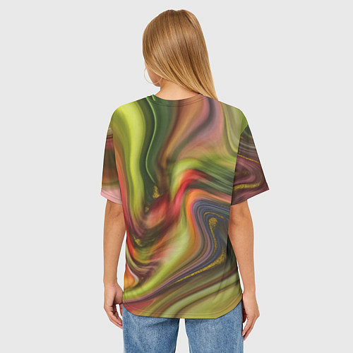 Женская футболка оверсайз Abstraction waves / 3D-принт – фото 4